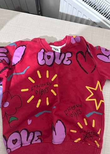 Mor Baskılı Kız Sweatshirt - Görsel 3