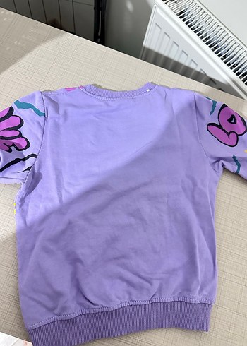 Mor Baskılı Kız Sweatshirt - Görsel 7