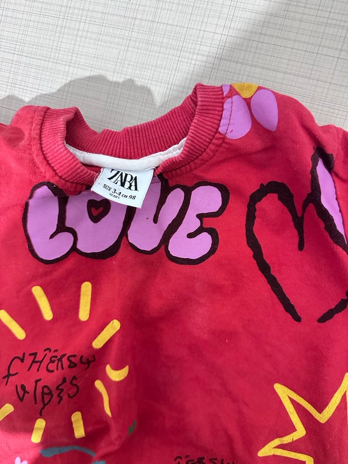Mor Baskılı Kız Sweatshirt - Görsel 2