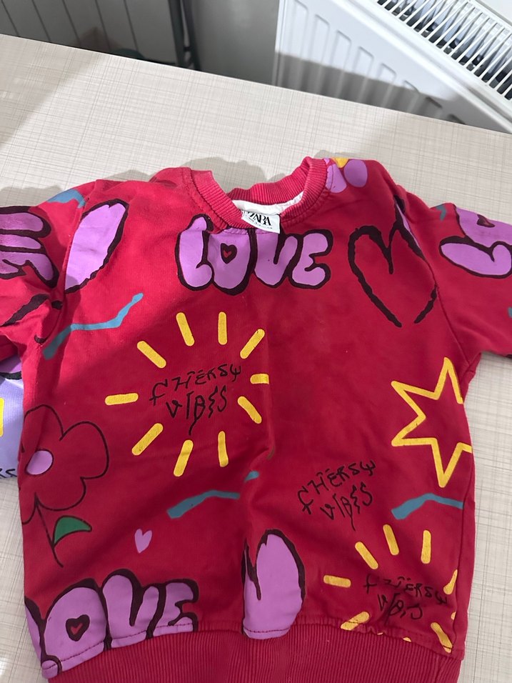 Mor Baskılı Kız Sweatshirt - Görsel 3