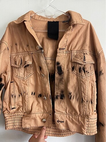 s Beden Vintage hippie yıkama batik kot ceket