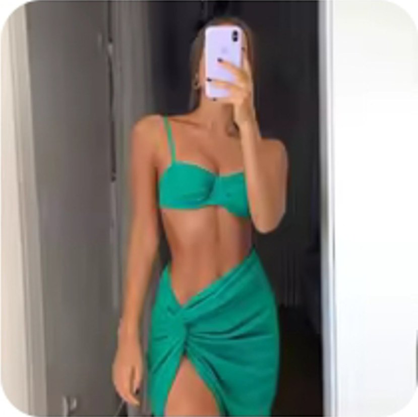 Uzun Turkuaz Kadın Pareo Drapeli Plaj kıyafeti - Görsel 2