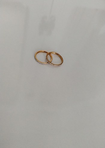  Beden altın Renk Altın Renkli Minimalist Taşlı Yüzük
