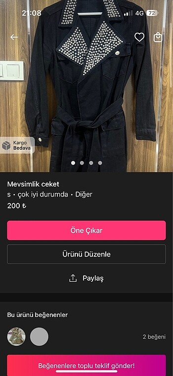 s Beden mavi Renk Kot ceket