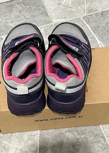 Kız Çocuk Mor Gri Spor Ayakkabı Velcro - Görsel 4