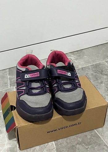 Kız Çocuk Mor Gri Spor Ayakkabı Velcro - Görsel 2