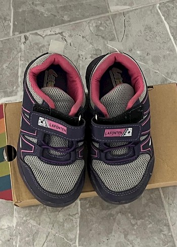 Kız Çocuk Mor Gri Spor Ayakkabı Velcro - Görsel 3