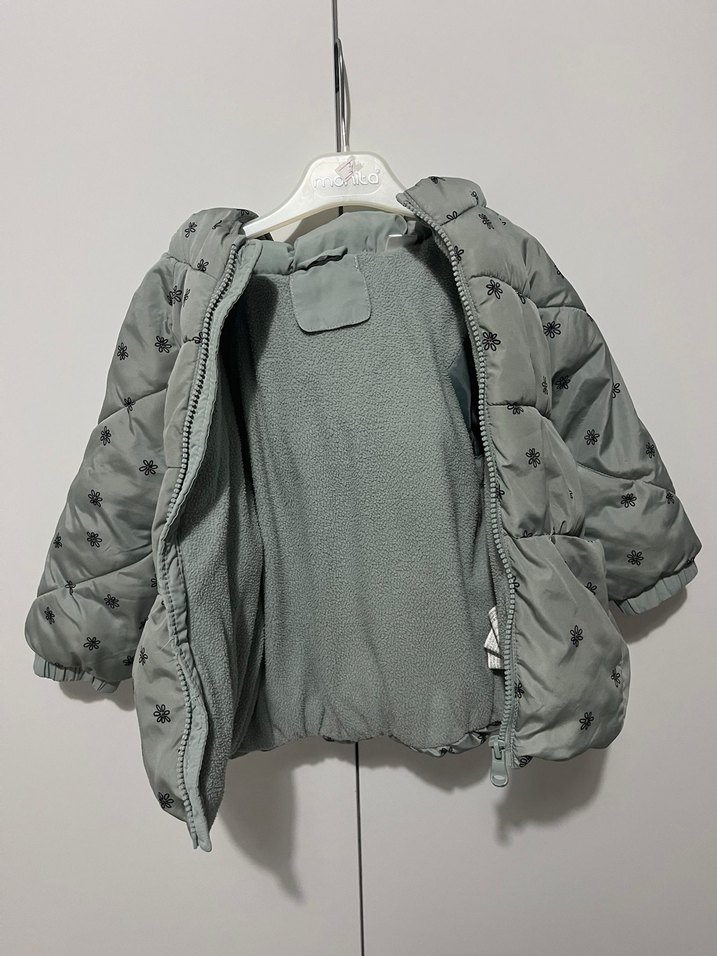 Zara Kız Çocuk Gri Kapüşonlu Nakışlı Mont - Görsel 2
