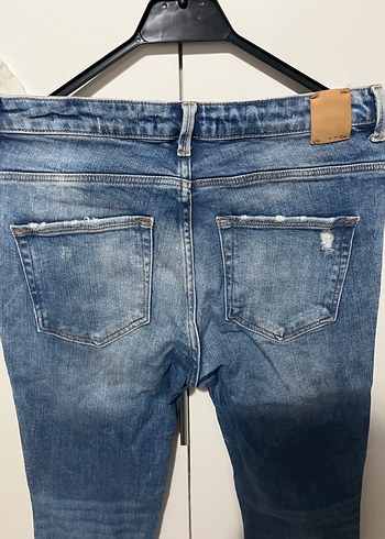 Zara Kadın Mavi Bol Kesim Denim Pantolon - Görsel 4