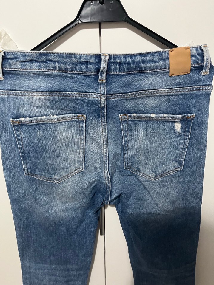 Zara Kadın Mavi Bol Kesim Denim Pantolon - Görsel 4