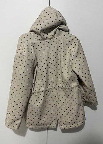 Mango Kız Çocuk Bej Puantiyeli Düğmeli Mont/Yağmurluk - Görsel 3