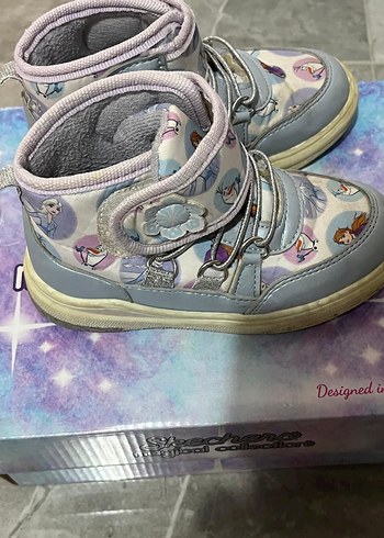 Kız Çocuk Mavi Elsa Desenli Bağcıksız Street Wear Spor Ayakkabı - Görsel 2