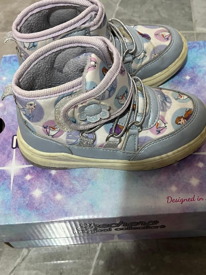 Kız Çocuk Mavi Elsa Desenli Bağcıksız Street Wear Spor Ayakkabı - Görsel 2