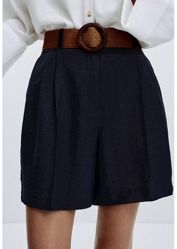 Zara Kemerli Lacivert Bermuda - Görsel 3