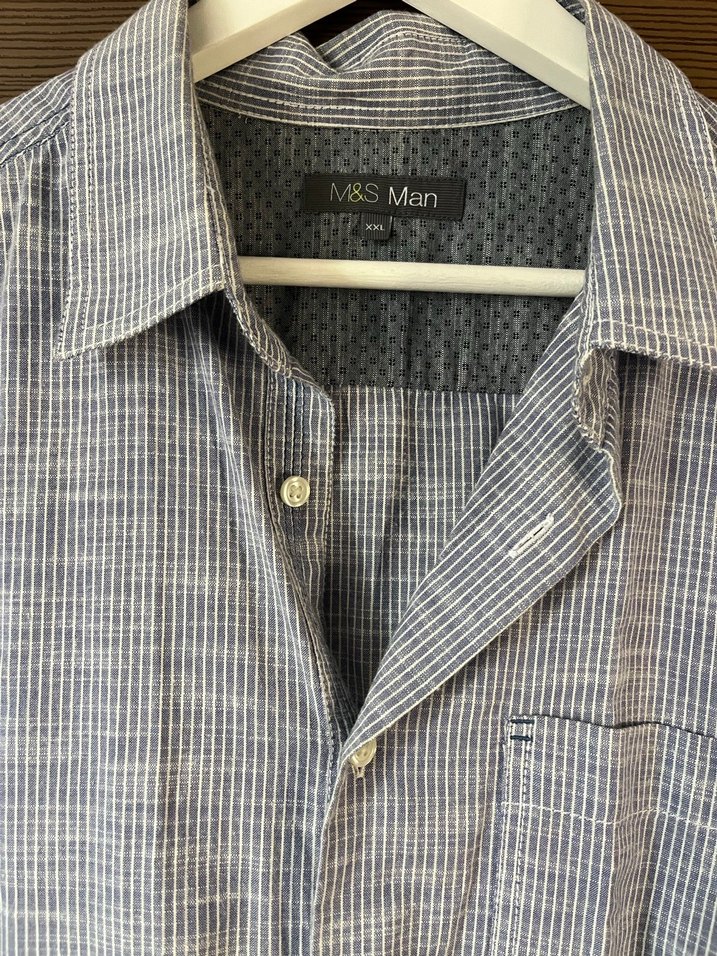 Erkek Keten Kısa Kollu Gömlek - Görsel 2