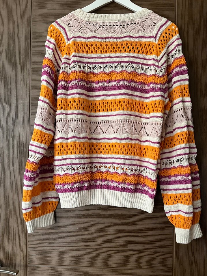 Bohem Çok Renkli Örgü Kadın Kazak - Görsel 3