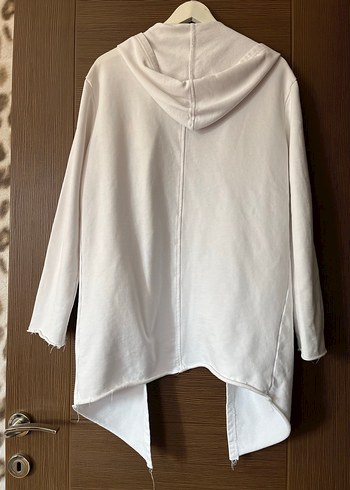 Beyaz Midi Uzun Kollu Gevşek Kesim Erkek Hırka - Görsel 3