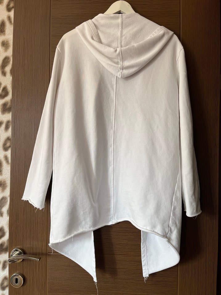 Beyaz Midi Uzun Kollu Gevşek Kesim Erkek Hırka - Görsel 3