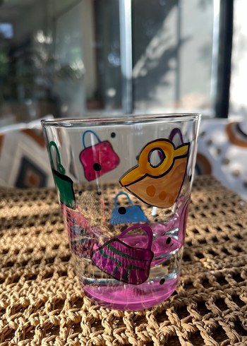 Renkli El Boyaması Cam Bardak - Görsel 3