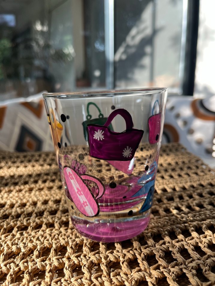 Renkli El Boyaması Cam Bardak - Görsel 2