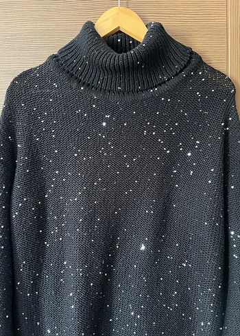 Siyah Boğazlı Örgü Kadın Kazak - Görsel 2