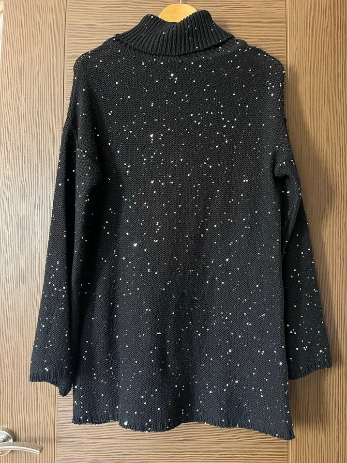 Siyah Boğazlı Örgü Kadın Kazak - Görsel 3