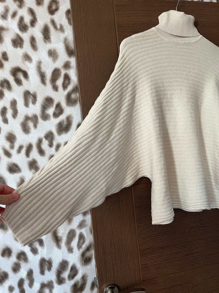 Polo Garage Krem Kadın Boğazlı Triko Kazak - Görsel 2