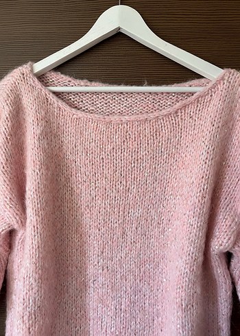 Pembe Örgü Kadın Kazak - Görsel 3