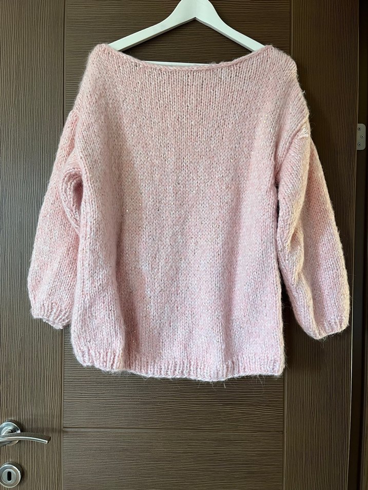 Pembe Örgü Kadın Kazak - Görsel 4