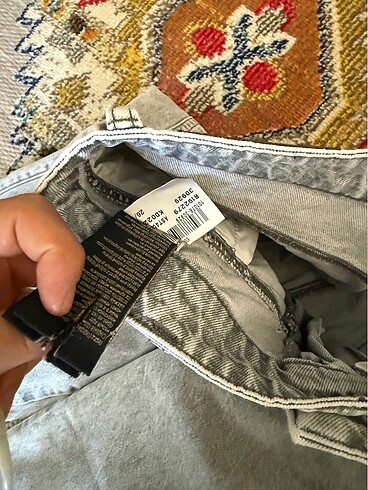 26 Beden Gri Boyfriend Jean Kot Pantolon