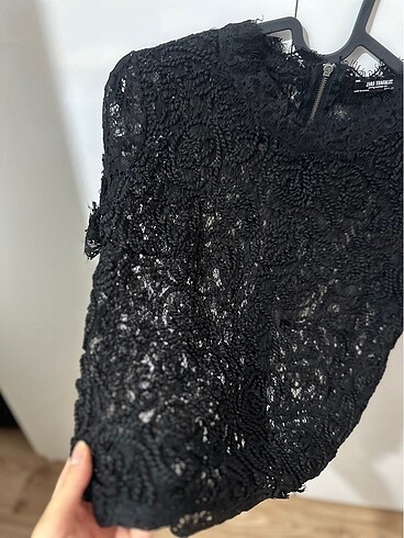 s Beden siyah Renk ZARA DANTELLİ BLUZ