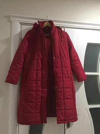 m Beden Kadın kırmızı şişme parka kar montu