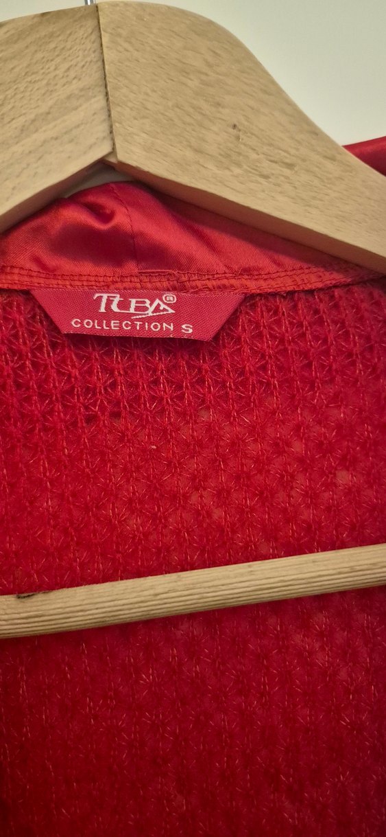 Kadın Uzun Kırmızı triko sabahlık - Görsel 4