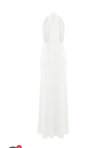 V Yaka Uzun Beyaz Minimalist elbise - Görsel 5