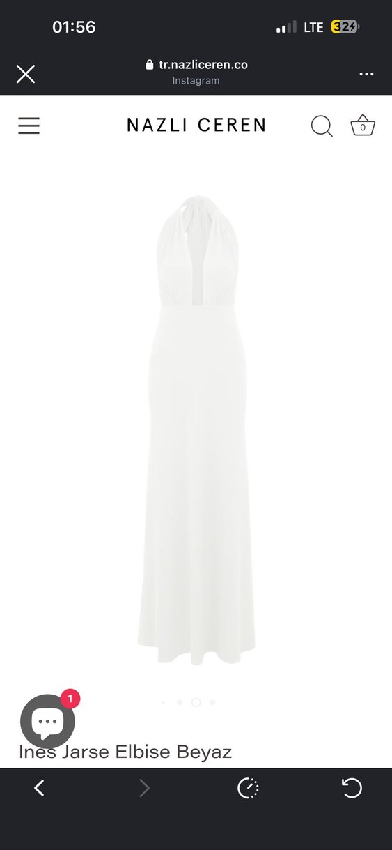 V Yaka Uzun Beyaz Minimalist elbise - Görsel 4