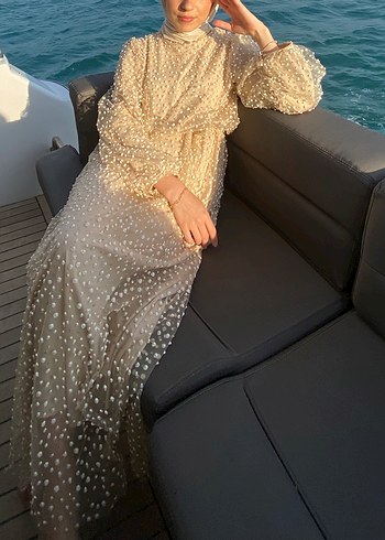 İnci detaylı, elbise - Görsel 3