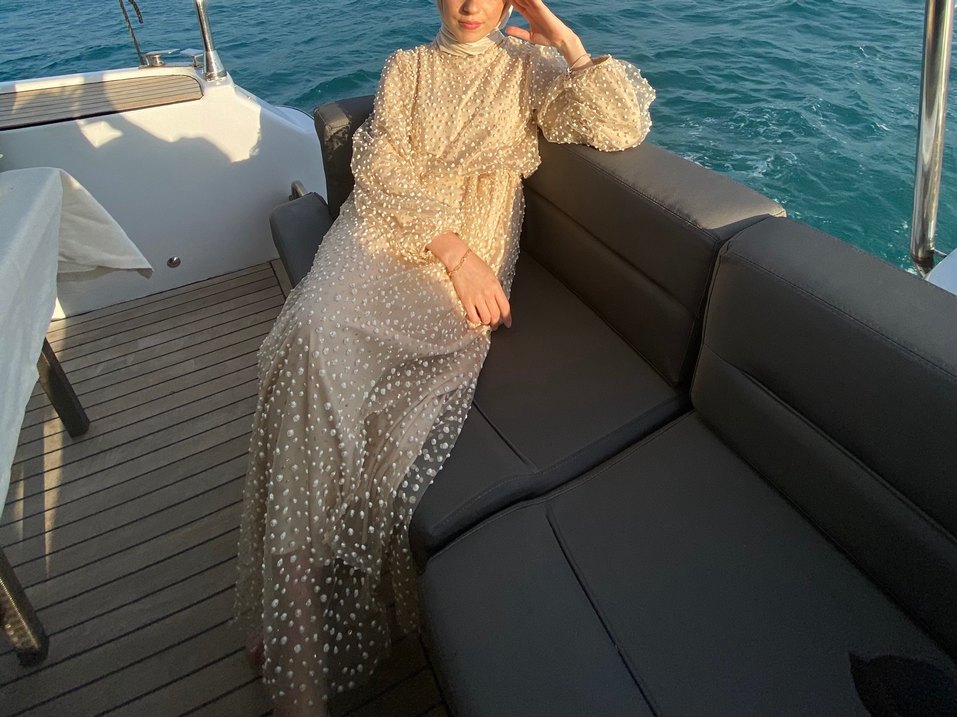 İnci detaylı, elbise - Görsel 3