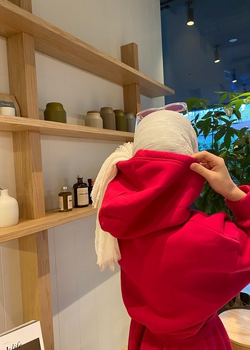 Pembe Uzun Sweat Elbise Yüksek Yakalı - Görsel 4