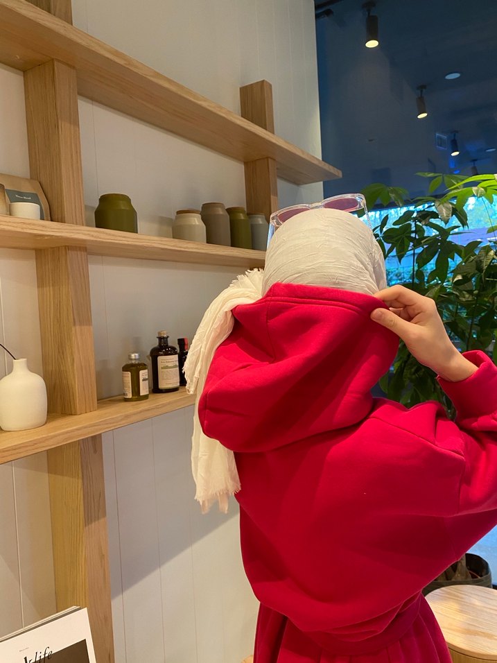 Pembe Uzun Sweat Elbise Yüksek Yakalı - Görsel 4