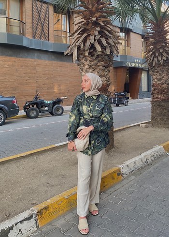 Bej Şal Desenli Vintage Kadın Gömlek - Görsel 5