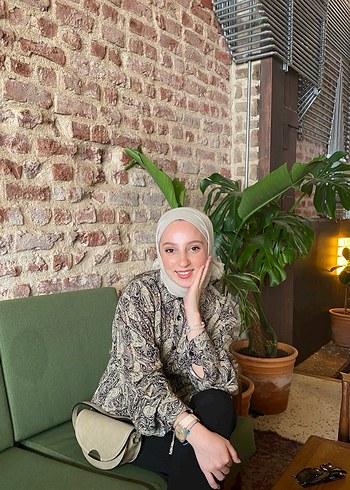 Bej Şal Desenli Vintage Kadın Gömlek - Görsel 2