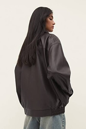 m Beden Suni deri oversize cepli deri ceket