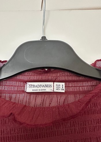 Stradivarius Bordo Örgü Detaylı Uzun Kollu Bluz