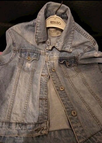 Buz mavisi kot Kadın Denim Ceket, Düğmeli