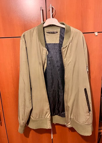 Haki fermuarlı bomber ceket - Görsel 4