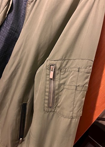 Haki fermuarlı bomber ceket - Görsel 8