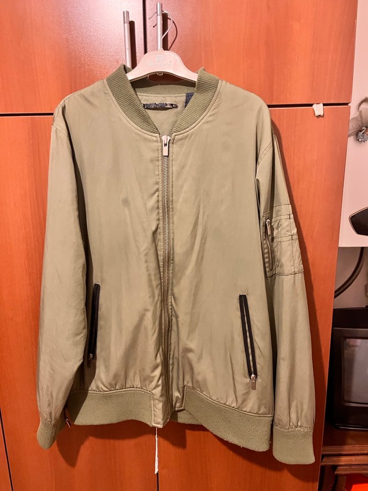 Haki fermuarlı bomber ceket - Görsel 2