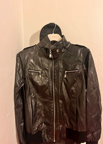Siyah Deri Biker Ceket - Görsel 2