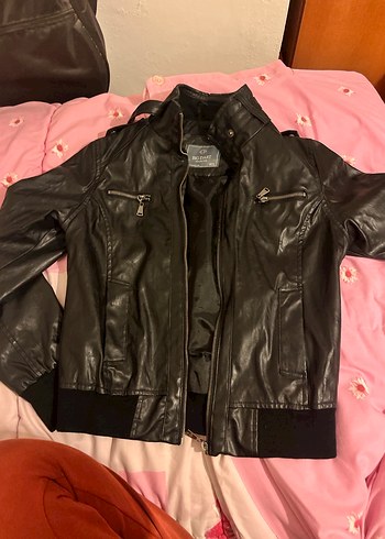 Siyah Deri Biker Ceket - Görsel 5