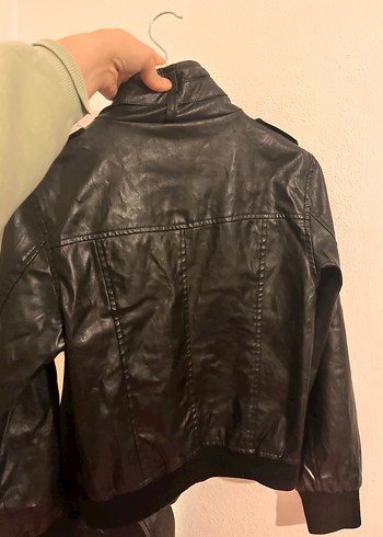 Siyah Deri Biker Ceket - Görsel 3